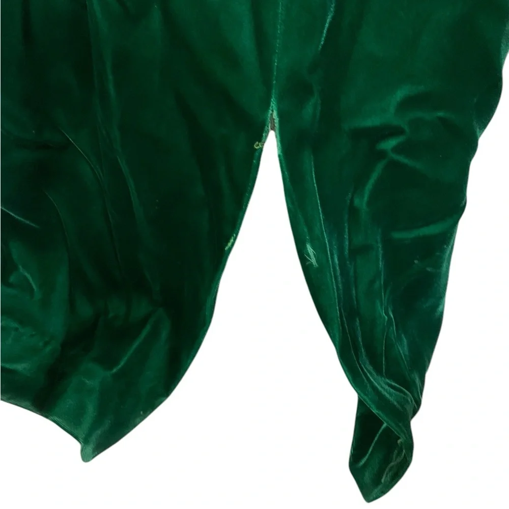 Vintage 60’s emerald green velvet mock neck maxi dress with lace detail size M - Picture 5 of 10